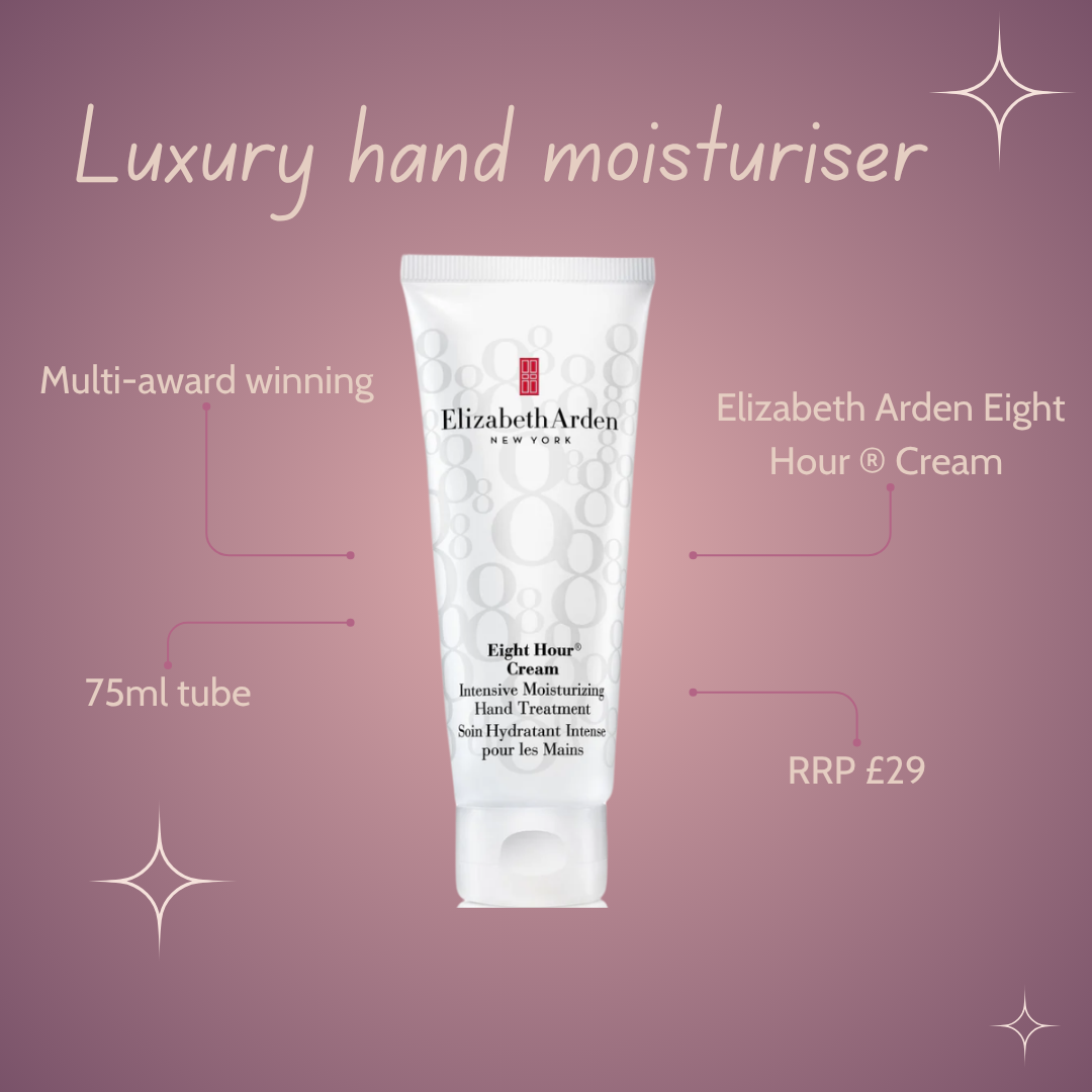 Elizabeth Arden Eight Hour Cream hand moisturizer on a pink background