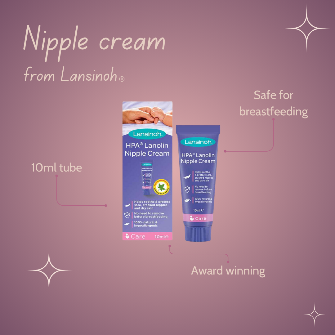 Lansinoh HPA Lanolin Nipple Cream packaging and 10ml tube 